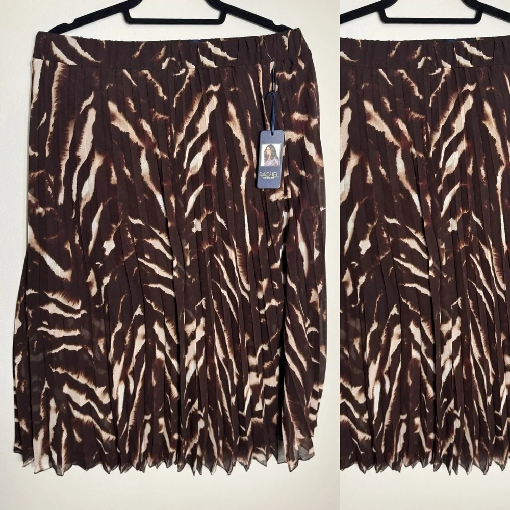 Rachel Roy Accordion Knife Pleated Long Skirt Career Casual NWT Size L - Picture 2 of 5